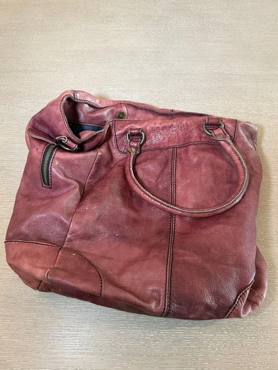 Liebeskind Berlin Red Leather Satchel Tote Bag Distressed - Picture 4 of 4